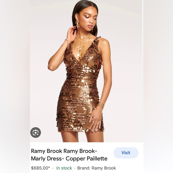 Ramy Brook Marley Copper Paillettes Dress - Picture 3 of 16